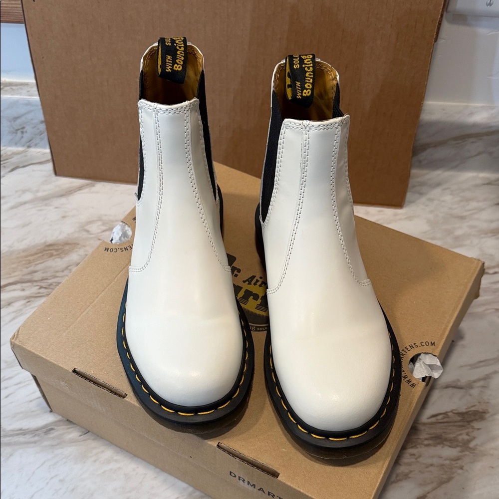 Dr. Martens White and Black Chelsea Boots